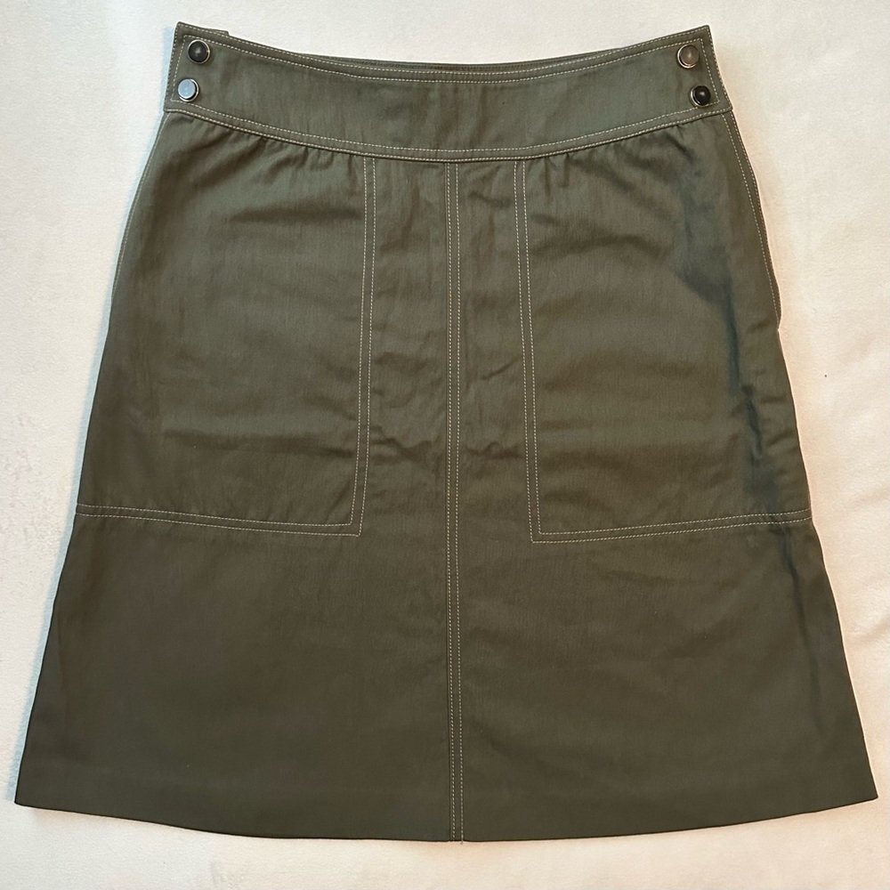 Vanessa Seward Midi Knee Length Cargo A-line Skirt Army Green US 6